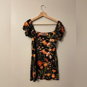 Black dress with floral pattern, Urban Outfitters, great condition, size M